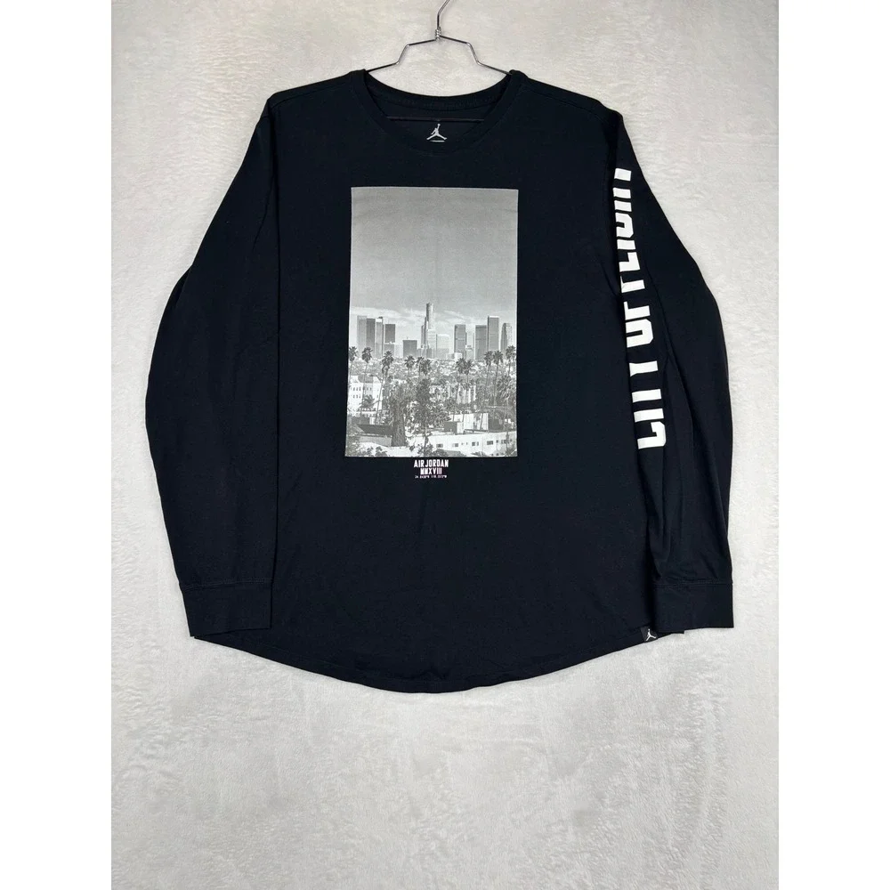 Jordan Mens City of Flight Los Angeles Long Sleeve T-Shirt Black XXL MMXVIII